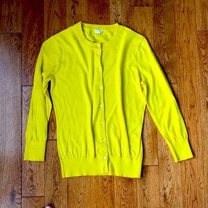 Bright yellow J Crew cardigan